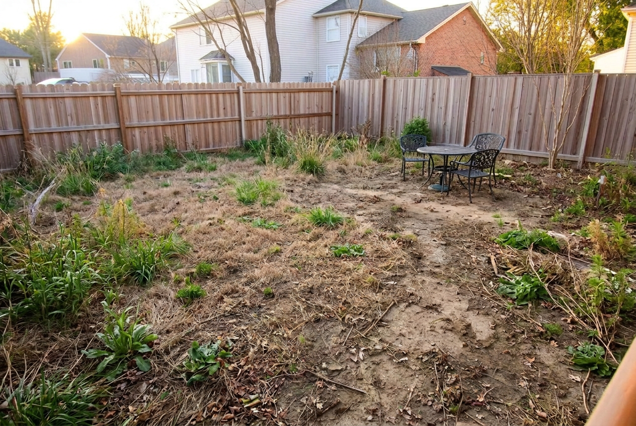 Backyard retreat — Mansfield before transformation