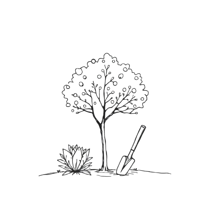 Tree and trowel sketch