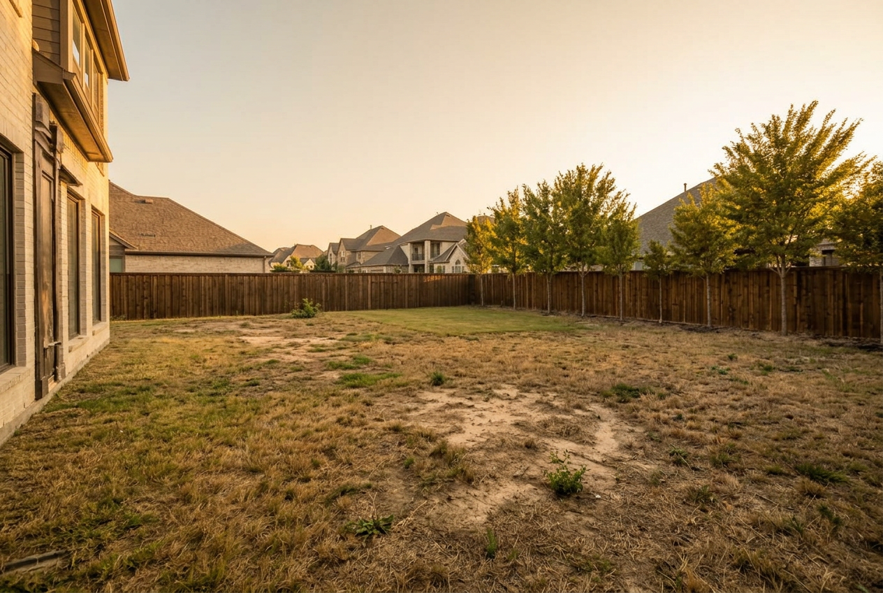 Outdoor kitchen & pergola — Frisco before transformation